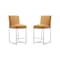 Manhattan Comfort Element 24" Faux Leather Counter Stool in Camel and Polished Chrome (Set of 2) 2-CS003-CL - alternate 1